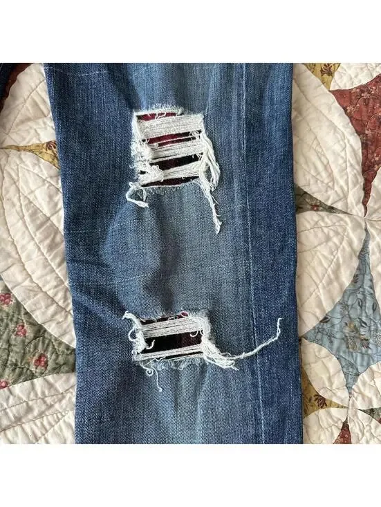 Rag & Bone Skinny Jeans Sloane Plaid Repair Denim Casual Size 30” waist - Picture 4 of 8